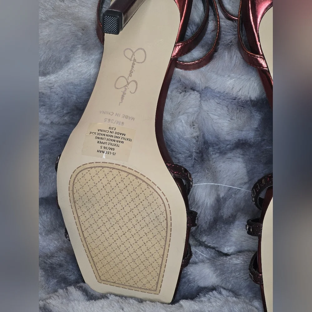 NWOT Jessica Simpson Womens Leonah Slip On Stiletto Ankle Strap Oxblood‎ Size 6